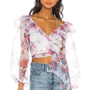 NWT For Love and Lemons Ruffle wrap top